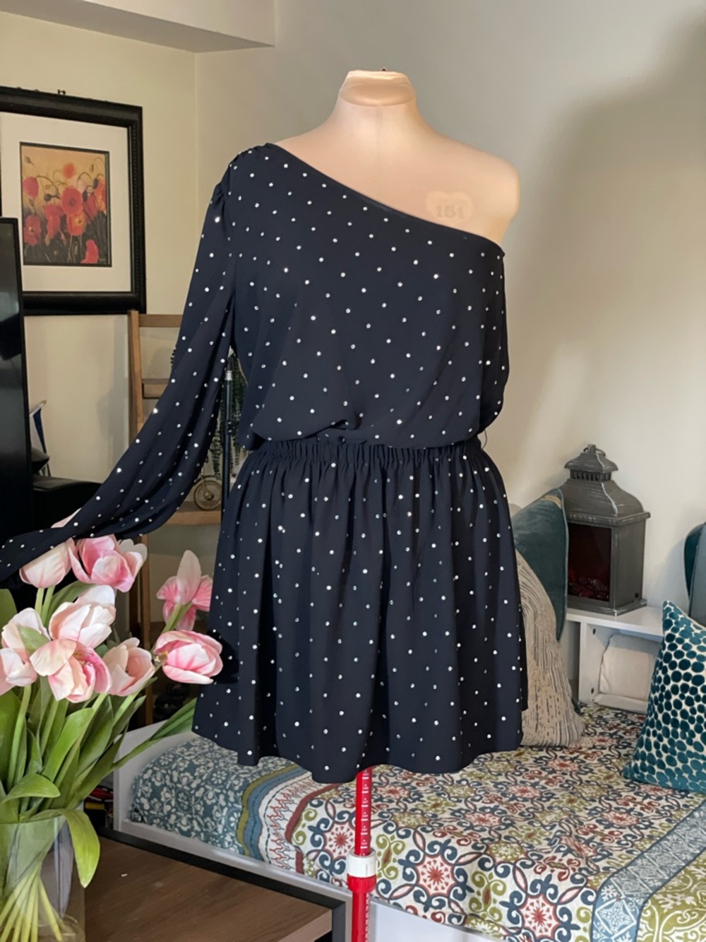 Ramy Brook Crystal Embellished One-Shoulder Dress